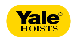 Yellow oval logo with the word Yale in large black letters above the word HOISTS in smaller black letters.